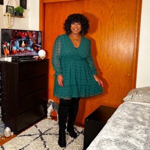 Plus Size Swiss Dot Dress - Hunter Green - Sz 18W